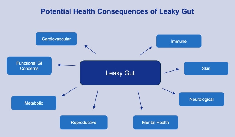 Health consequences associated with leaky gut